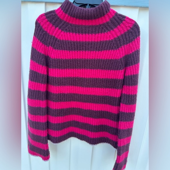 Anthropologie Red and Black Striped Turtleneck Sweater - Picture 6 of 7